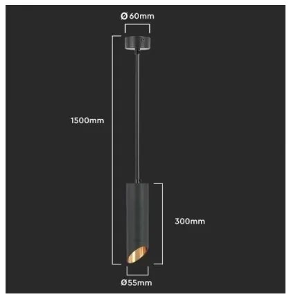 Csillár rúdon 1xGU10/35W/230V 30 cm fekete