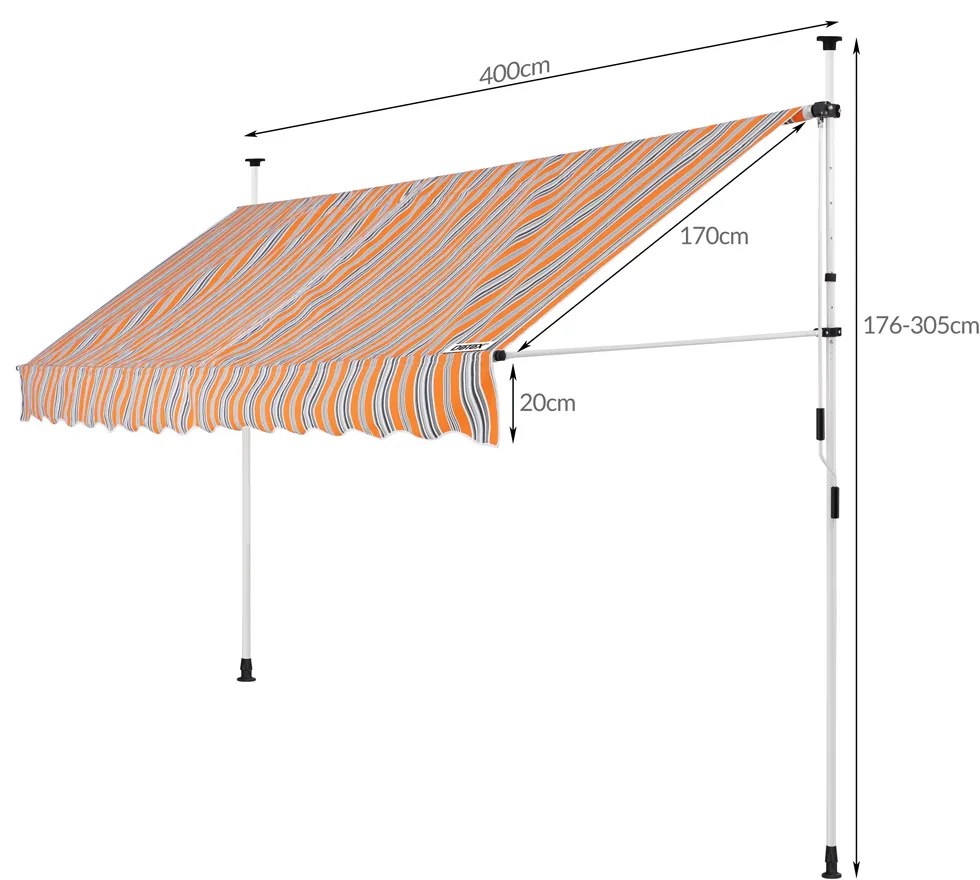 Deuba Napellenző 400 cm - narancssárga/kék