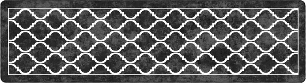 vidaXL fekete-fehér mosható csúszásgátló szőnyeg 80 x 300 cm