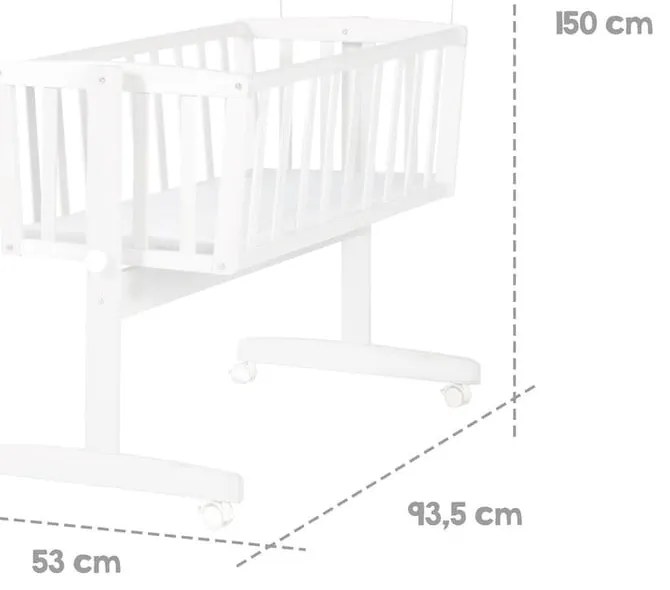Fehér gurulós baldachinos bölcső 40x90 cm Adam &amp; Eule – Roba