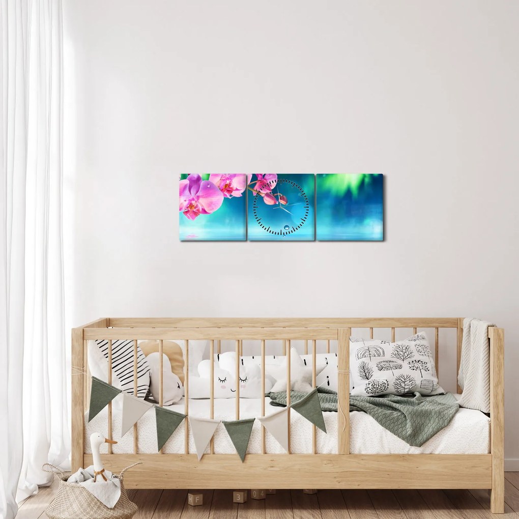 Kép - Orchidea (órával) (90x30 cm)