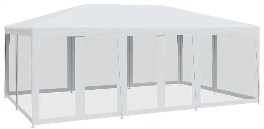 fehér HDPE rendezvénysátor 10 hálós oldalfallal 6 x 4 m