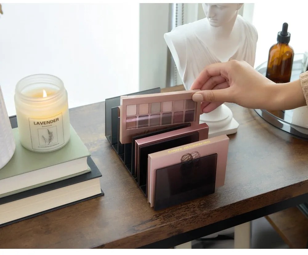 Matt fekete újrahasznosított műanyag fürdőszobai rendszerező kozmetikumokhoz Palette Station – iDesign