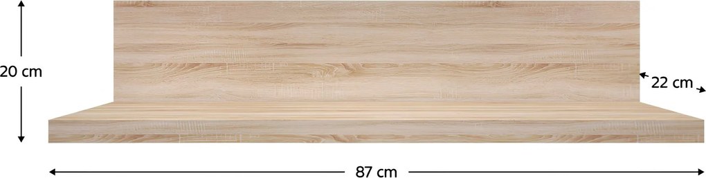 Polc, DTD laminált, tölgy sonoma, NORTY TYP 19