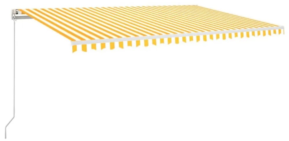 sárga-fehér szélérzékelős és LED-es napellenző 500 x 350 cm