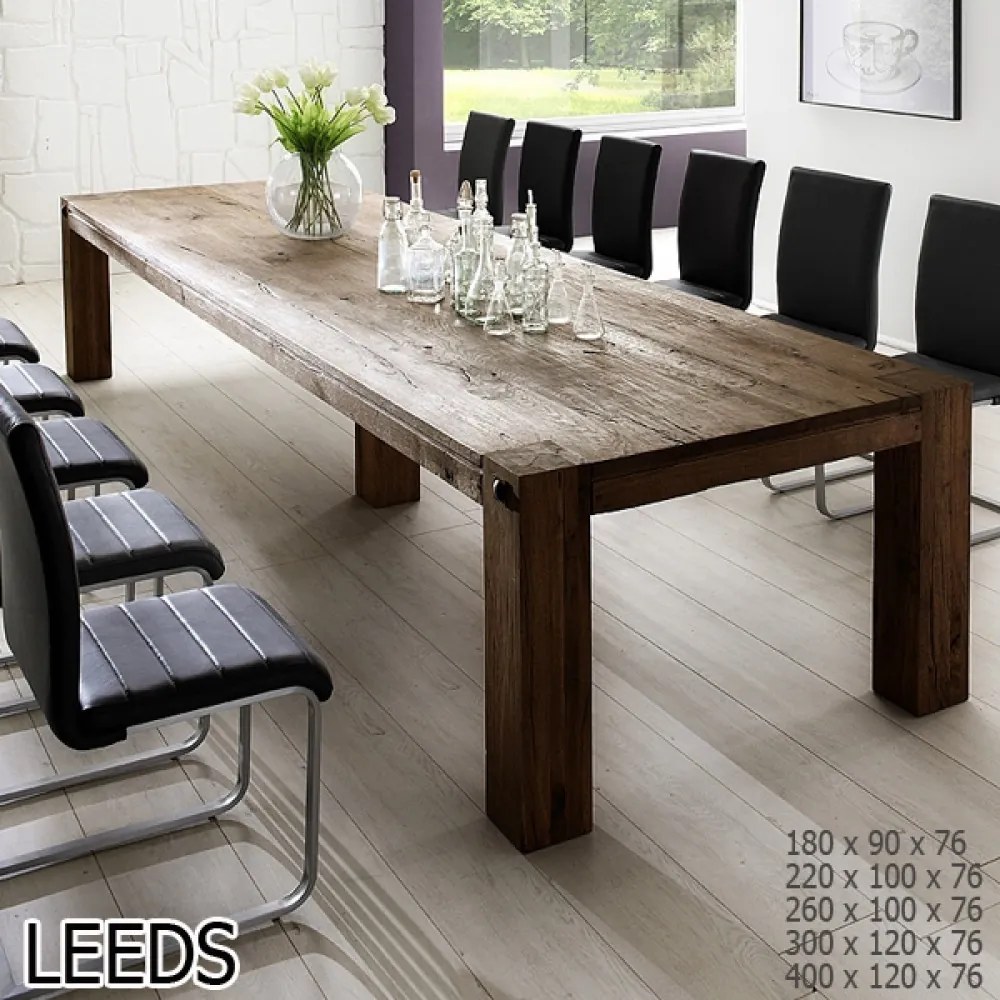 LEEDS ANTIKOLT Tölgyfa Asztallapos Étkezőasztal 400x120cm