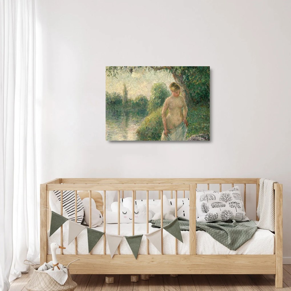 Üveg kép - Camille Pissarro, The Bather, reprodukciók (70x50 cm)