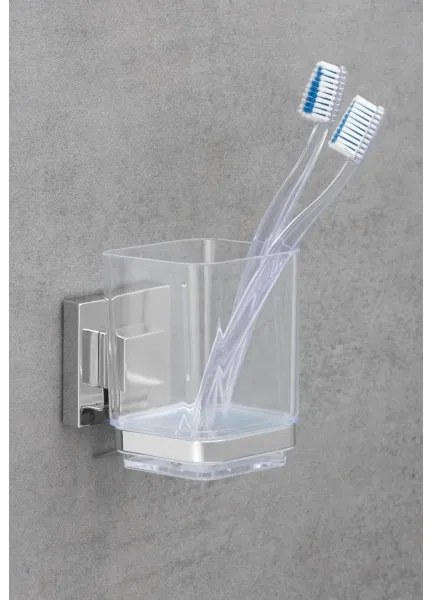 WENKO 22680100 - VACUUM-LOC QUADRO ED pohár 7,5 x 10 cm, ezüst/fényes króm/átlátszó