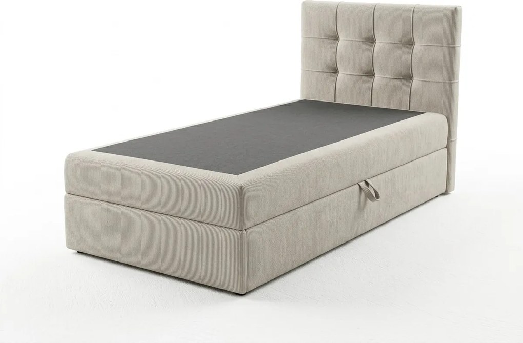 Kárpitozott boxspring ágy DIRELIS VIBE 90x200 cm krémszínű Matrac: Bonell rugós matrac