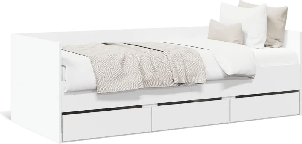 vidaXL fehér kanapéágy fiókkal matrac nélkül 90x190 cm