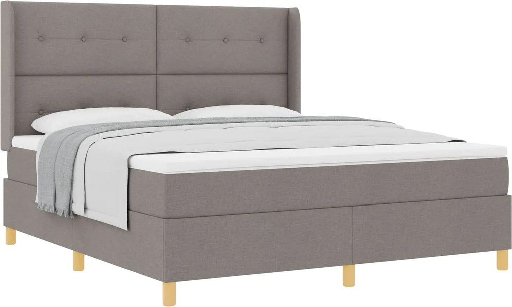 vidaXL Boxrugós ágy matracmal fejtámlával Tópszínű 180 x 200 cm szövet