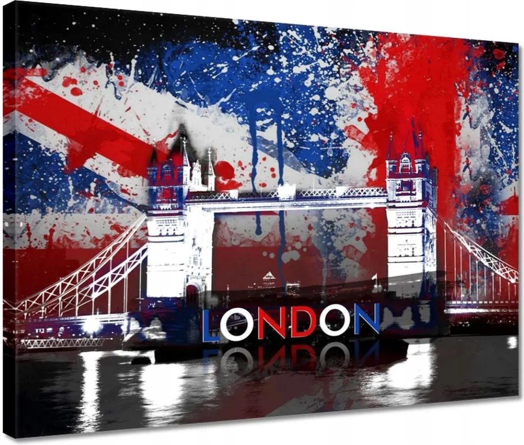 Vászonkép 40x30 Tower Bridge zászlóval