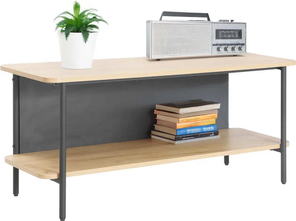 Polcos állvány, tölgy/fekete, SEFLOS