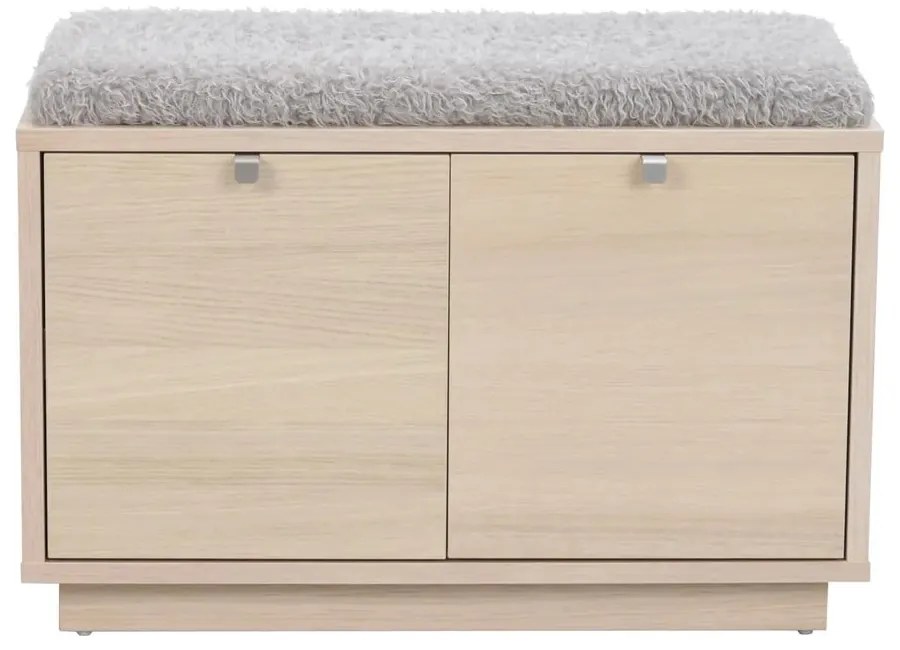 Szürke-natúr színű ülőkés cipőtartó tölgyfa dekorral Confetti – Rowico