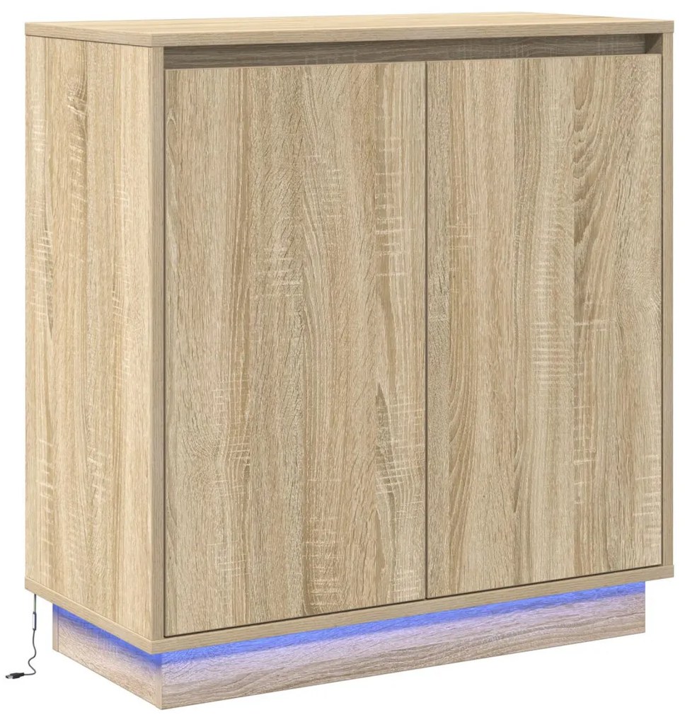 LED-es oldalszekrény Sonoma tölgy színben - 71 x 34,5 x 75 cm - Mérnökelt fából készült