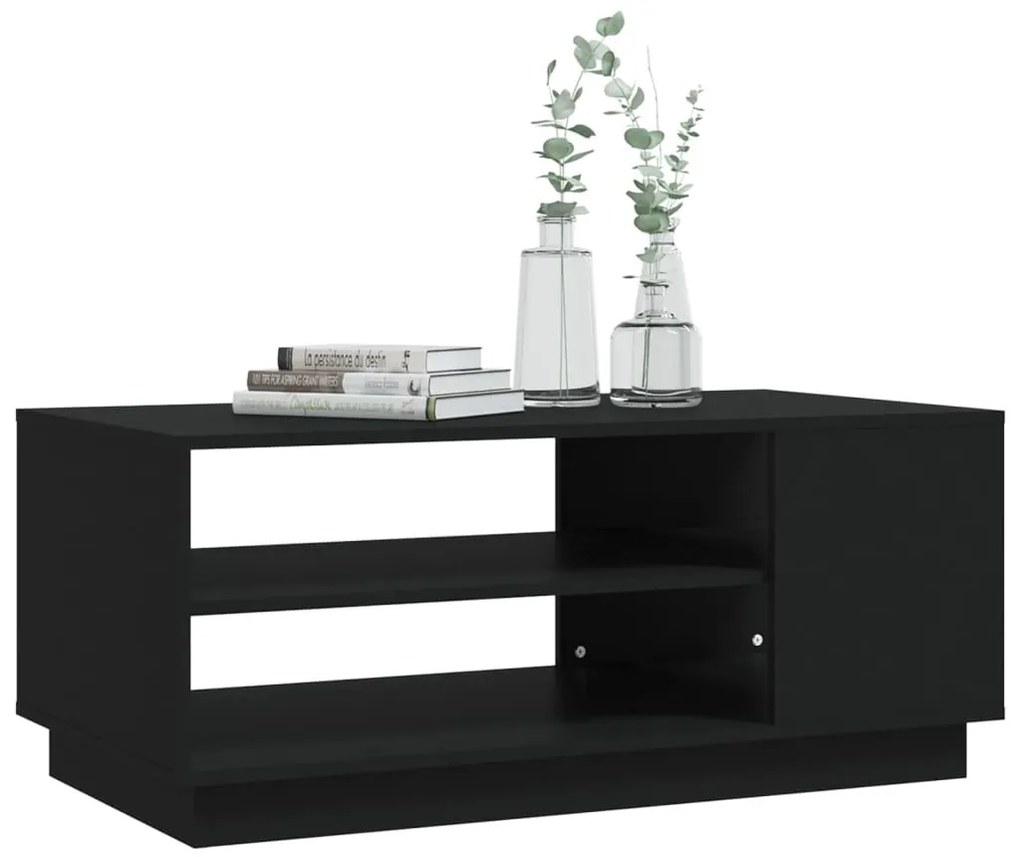 Fekete szerelt fa dohányzóasztal 102x55x43 cm
