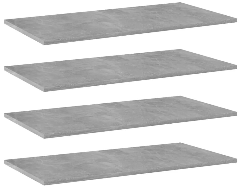4 db betonszürke szerelt fa könyvespolc lap 80 x 40 x 1,5 cm
