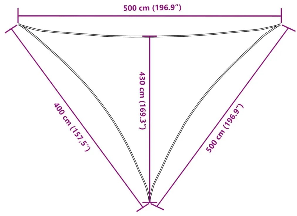 antracitszürke háromszög alakú oxford-szövet napvitorla 4x5x5 m