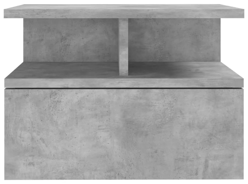 Betonszürke szerelt fa lebegő éjjeliszekrény 40 x 31 x 27 cm