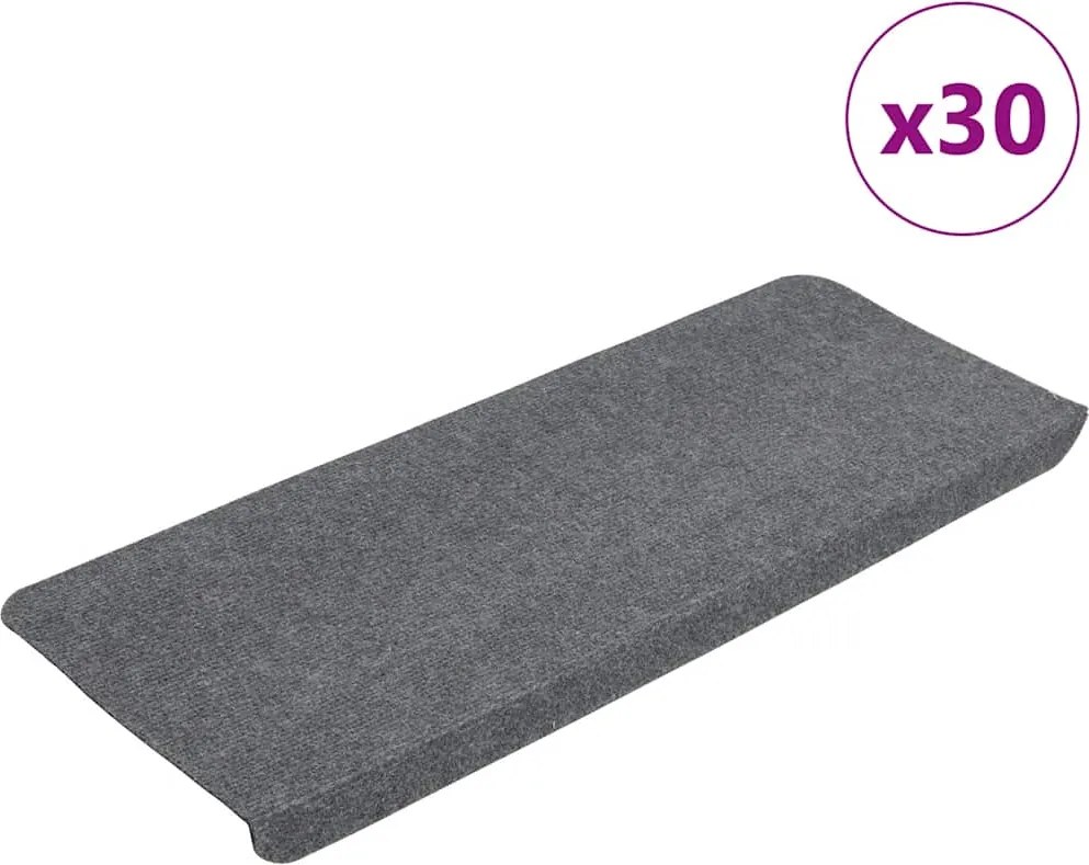 vidaXL 30 db szürke öntapadó lépcsőszőnyeg 65x24,5x3,5 cm