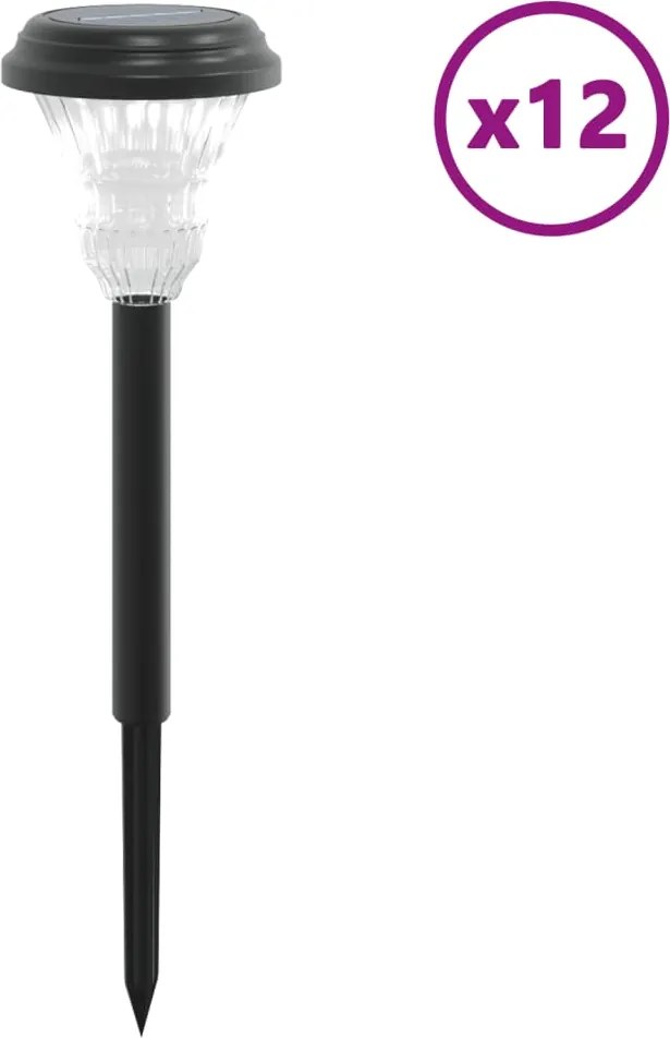 vidaXL 12 db fehér napelemes ösvény lámpa tüskével
