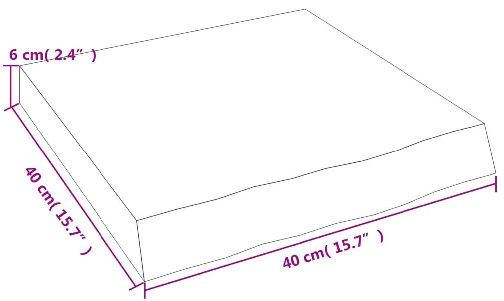 sötétbarna kezelt tömör tölgyfa fali polc 40x40x(2-6) cm
