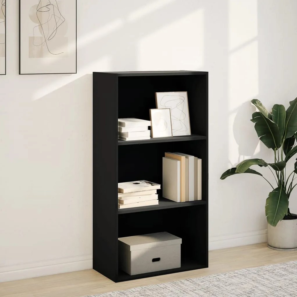 fekete szerelt fa könyvespolc 60 x 30 x 114 cm