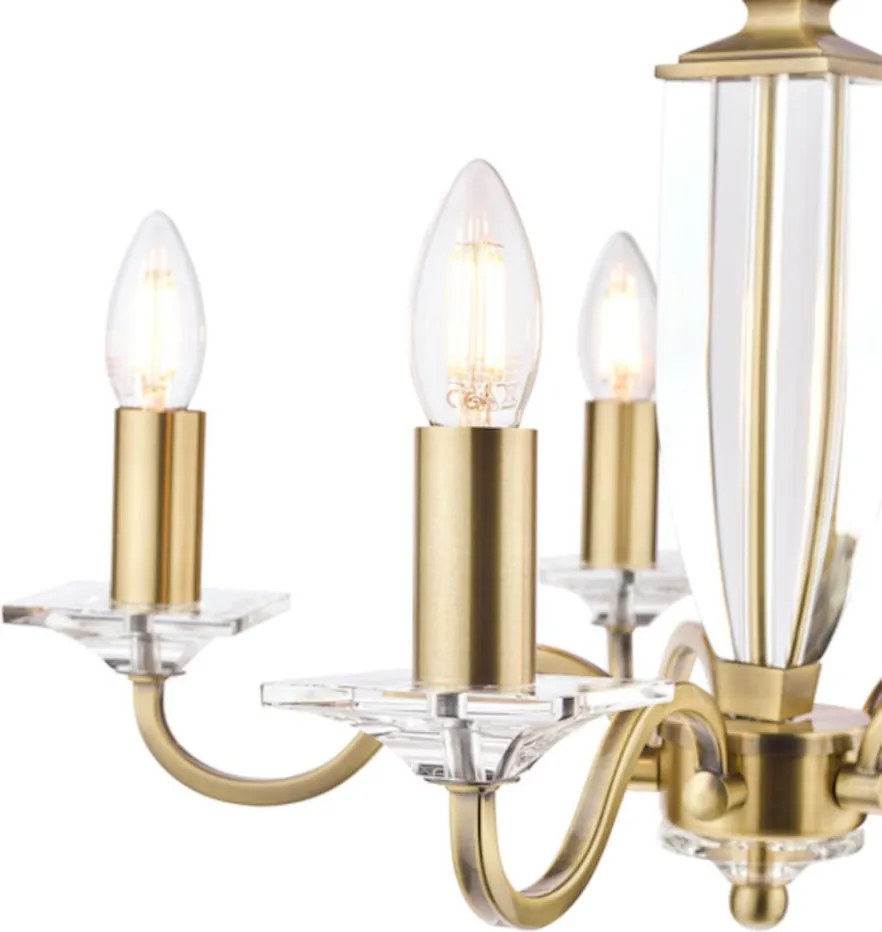 LAURA ASHLEY 3552999-Q CARSON Kristály Csillár Antik sárgaréz, Fehér E14 IP20