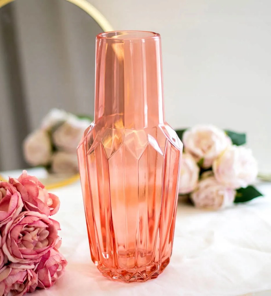 Magas üveg virágváza Crystal lazac 37 x 9,5 cm ajándék