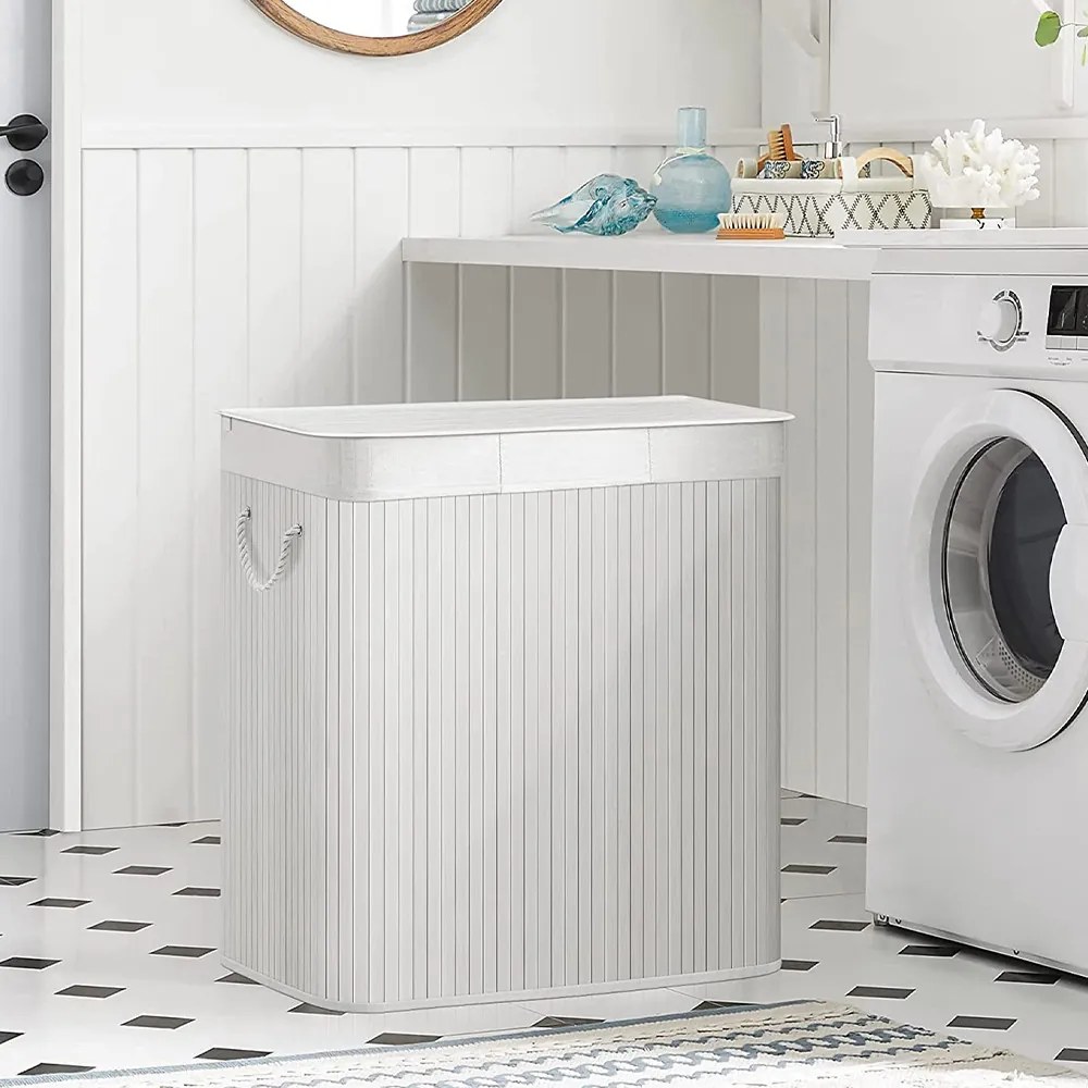 Műanyag szennyestartó kosár, fehér