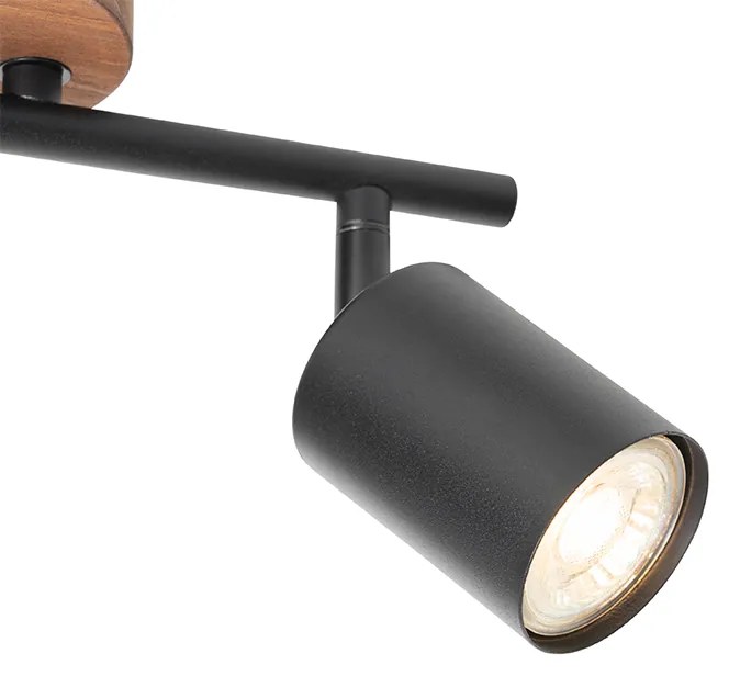 Ipari spotlámpa fekete fával dönthető 2-lámpás - Jeana