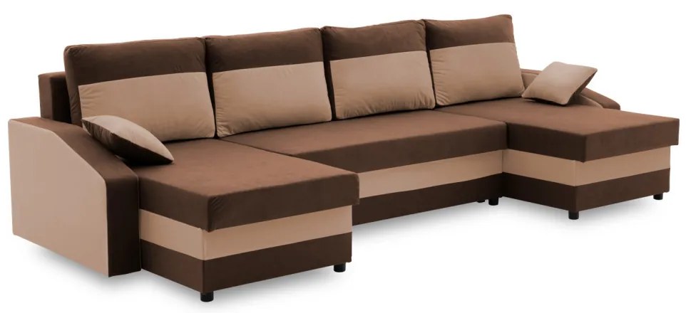 Sparta sarokkanapé, 1 ágyneműtartóval, szövet anyag, univerzális oldal, hab töltet, barna