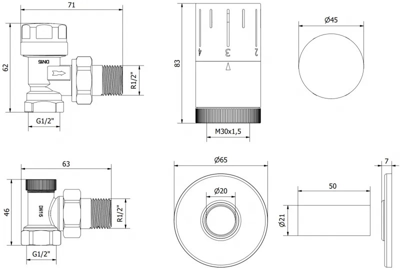 Mexen, Mexen G05 termosztatikus sarokkészlet maskonicą R-el, króm - W901-958-904-01