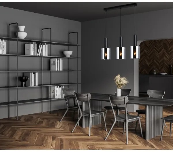 ITALUX PND-5581-3-BK+SG - Csillár zsinóron SARDO 3xE27/40W/230V fekete