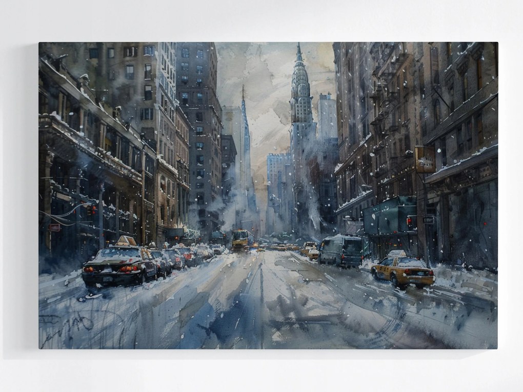 Vászonkép Canvas Város New York Manhattan Utca Tél Hó 120x80