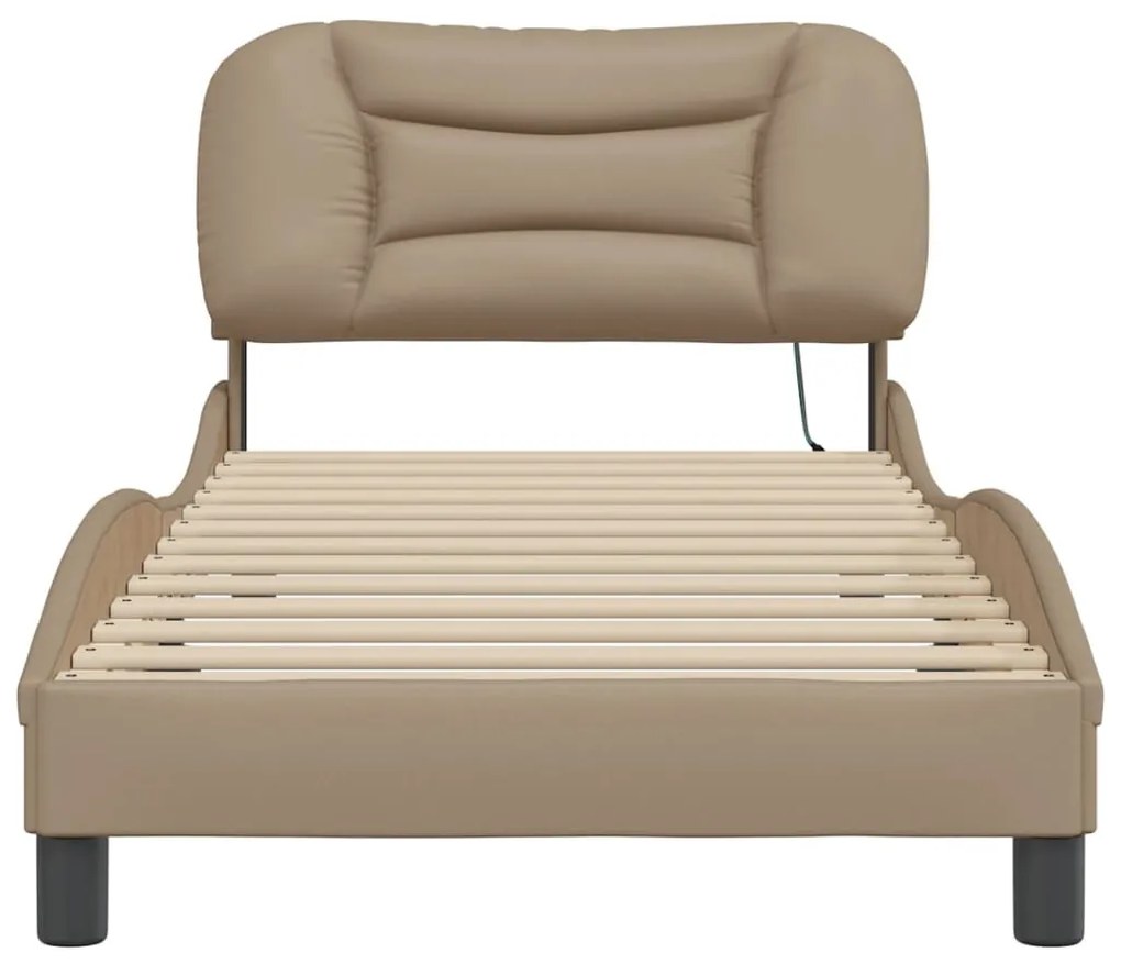 cappuccino színű ágykeret LED-ekkel matrac nélkül Hvar 90 x 200 cm