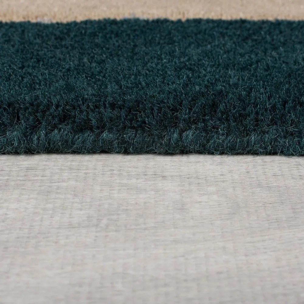 Sötétzöld kézi szövésű gyapjú szőnyeg 120x180 cm Labyrinth Shaped – Flair Rugs