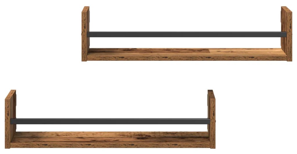 Falipolcok 2 db Régi fa 60x16x14 cm Műgyanta