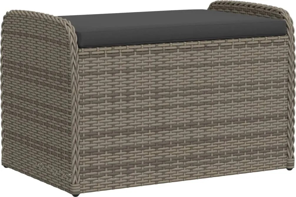 vidaXL szürke polyrattan tárolópad párnával 80 x 51 x 52 cm