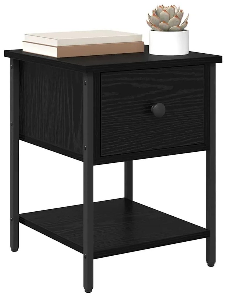 vidaXL Éjjeli asztal fiókkal Fekete tölgy 34 x 35,5 x 45 cm Faanyag