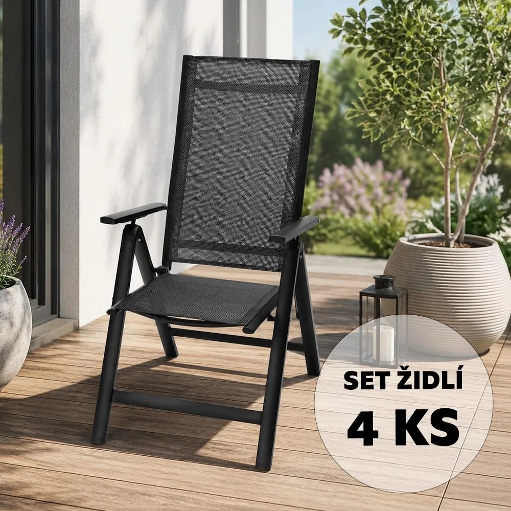 Avenberg ISLA állítható alumínium szék szett - 4db, fekete