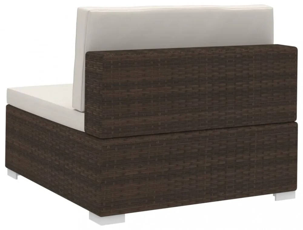 3 részes barna polyrattan kerti kanapészett párnákkal