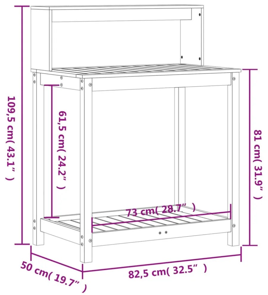 fehér tömör fenyőfa ültetőasztal polccal 82,5 x 50 x 109,5 cm