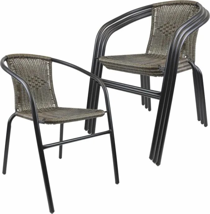 Kerti szék garnitúra egymásba rakható sötétszürke 4 db