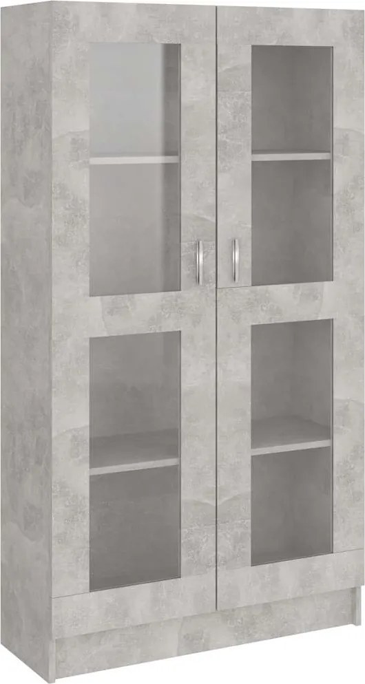vidaXL betonszürke szerelt fa vitrinszekrény 82,5 x 30,5 x 150 cm