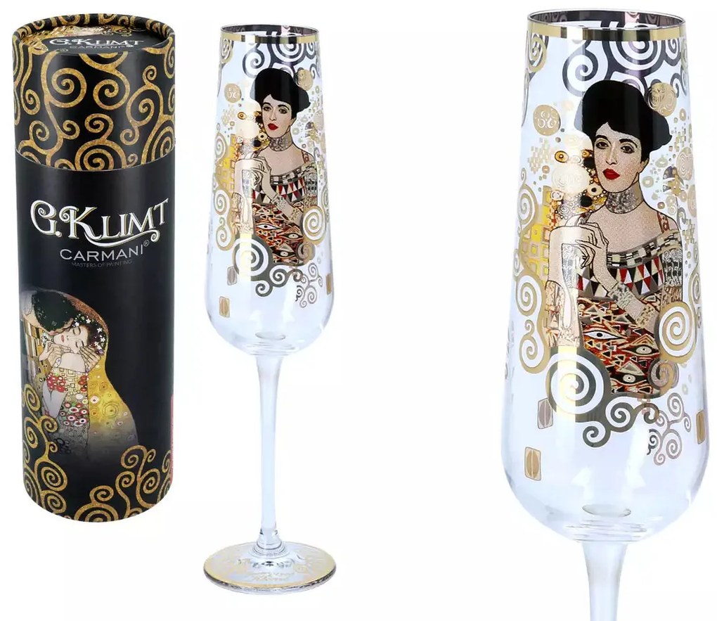 Talpas üveg pezsgős pohár 200 ml Klimt Adele