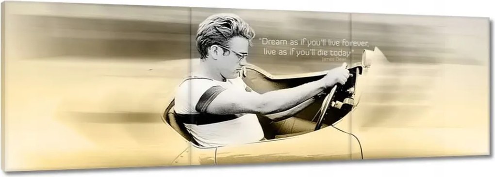 Vászonkép 90x30 James Dean az autóban