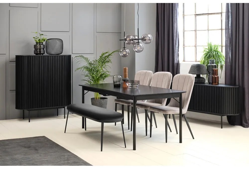 Fekete étkezőasztal 95x180 cm Savona – Unique Furniture