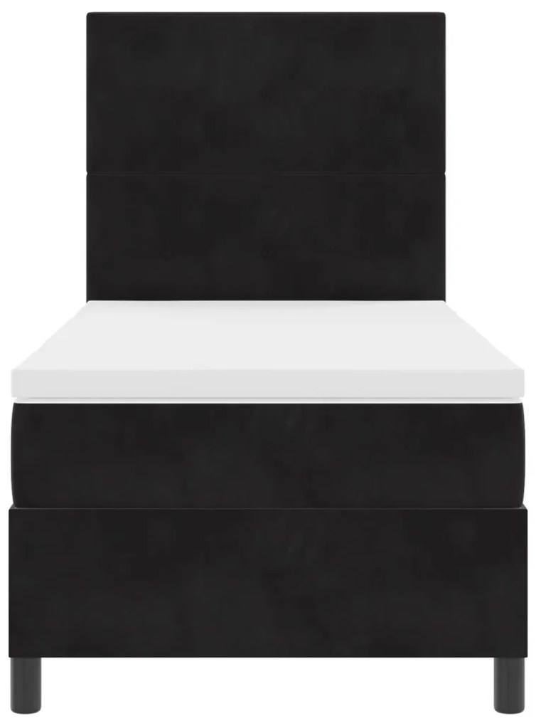 Boxspring Ágy Matraccal Fekete 90x200 cm Bársonyos