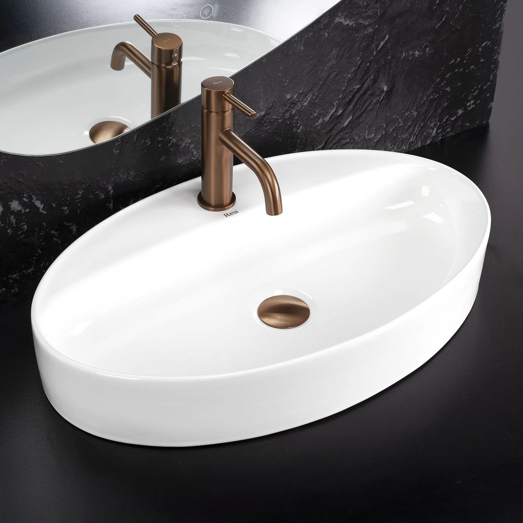 Rea Nastazja, pultra szerelhető mosdó 610x375x105 mm, fényes fehér, REA-U6359